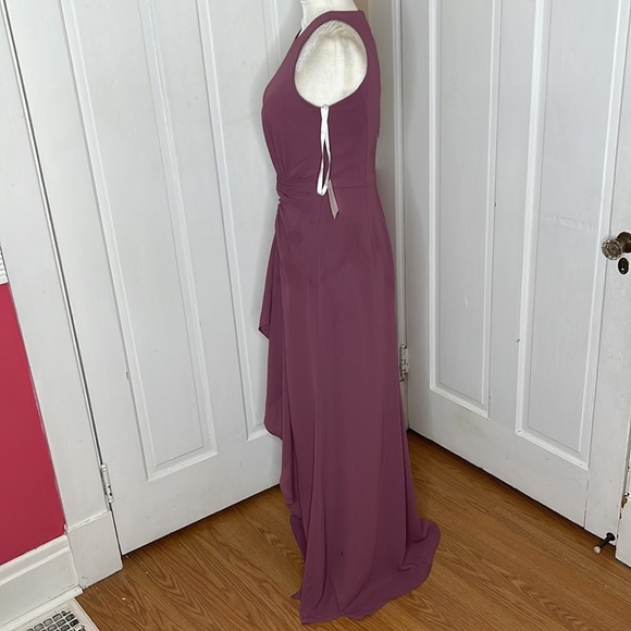 David’s Bridal•High-Neck Bridesmaid Dress in Chianti with Cascade Twist … - Picture 8 of 16